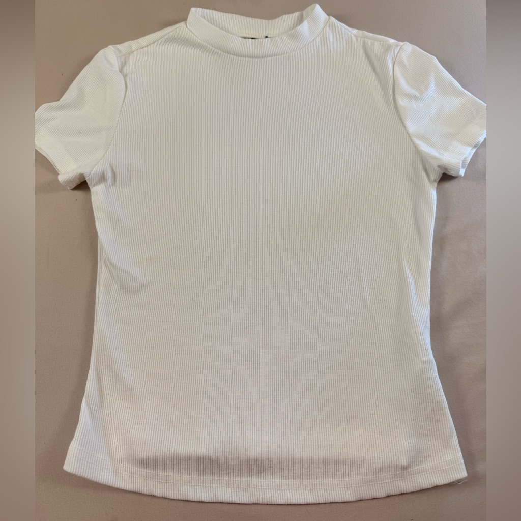 Classic White Ribbed Women's Top - Ey - 095